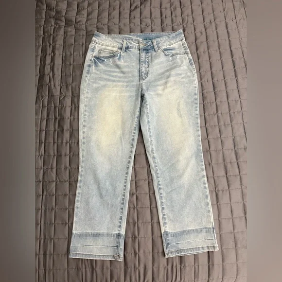 Light Blue Cropped Flare Denim Jeans - Picture 1 of 4